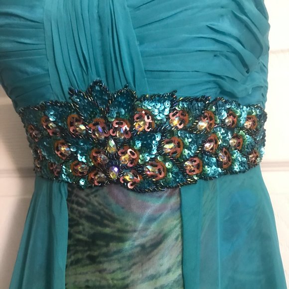 3 New Tony Bowls Peacock Turquoise Prom/Pageant/Homecoming/Bridesmaid Dresses - Picture 6 of 8